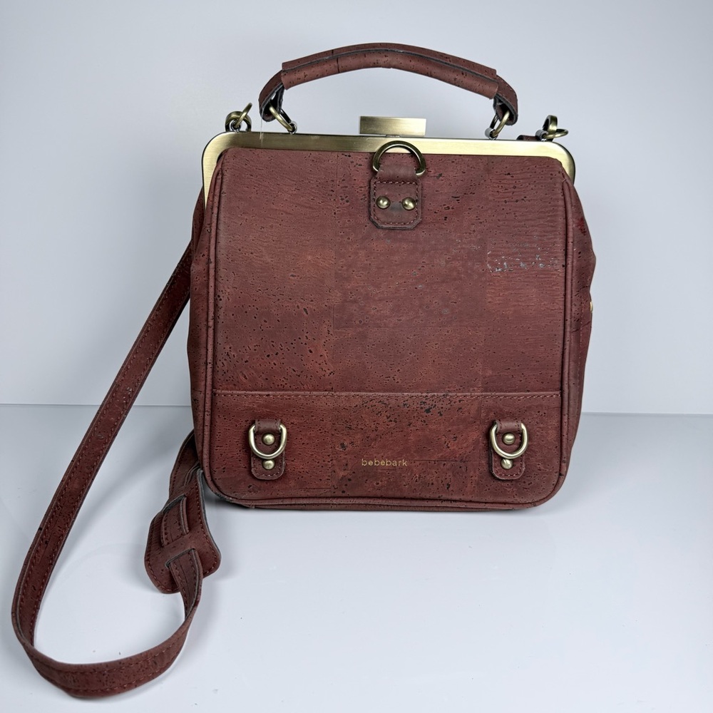 Laflore Paris Cognac Bebebark Convertible Purse Cork Bag Mini Backpack